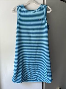Vineyard Vines Performance Blue Striped Sleeveless Shift Dress Girls Small